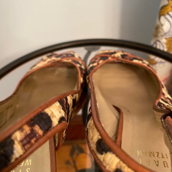 Stuart Weitzman animal print peep toe cork wedge shoes - Picture 10 of 14